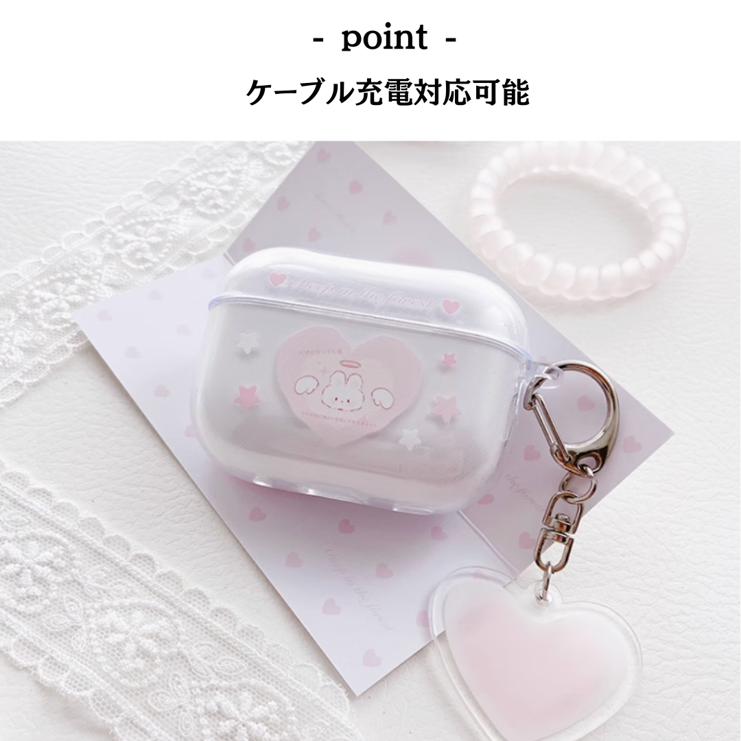 うさぎ パステル　AirPods/AirPodsproケース